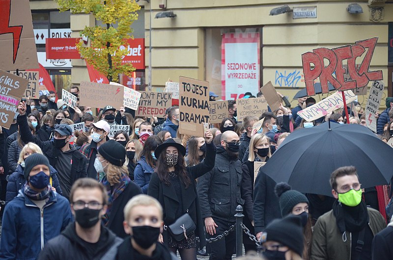 Protest against abortion restriction in Kraków, October 2020